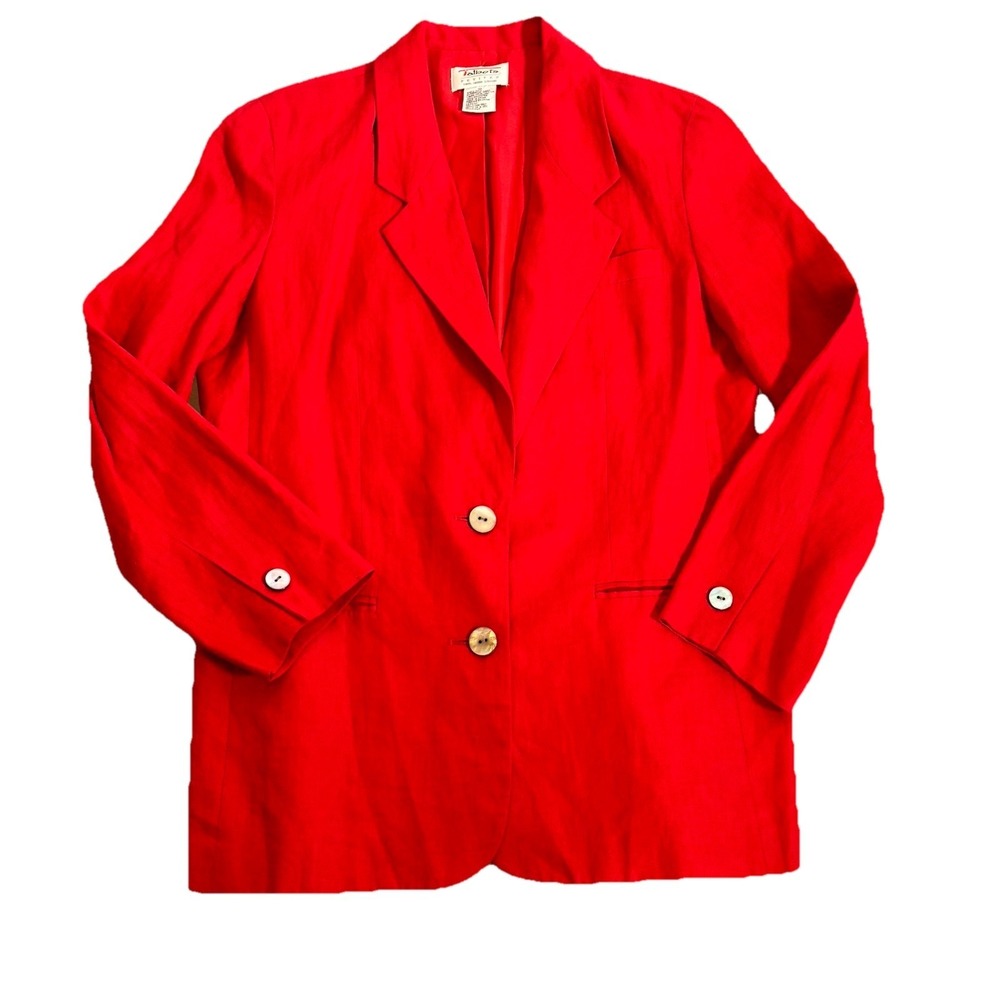 Vintage Talbots Irish Linen Blazer 10 Petite Cherry Red Quiet Luxury Old Money